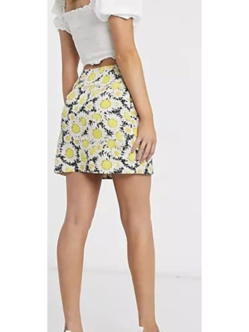 & OTHER STORIES Linen Blend Sunflower Mini Skirt US 6 Coquette Boho Summer Y2K - Picture 2 of 13